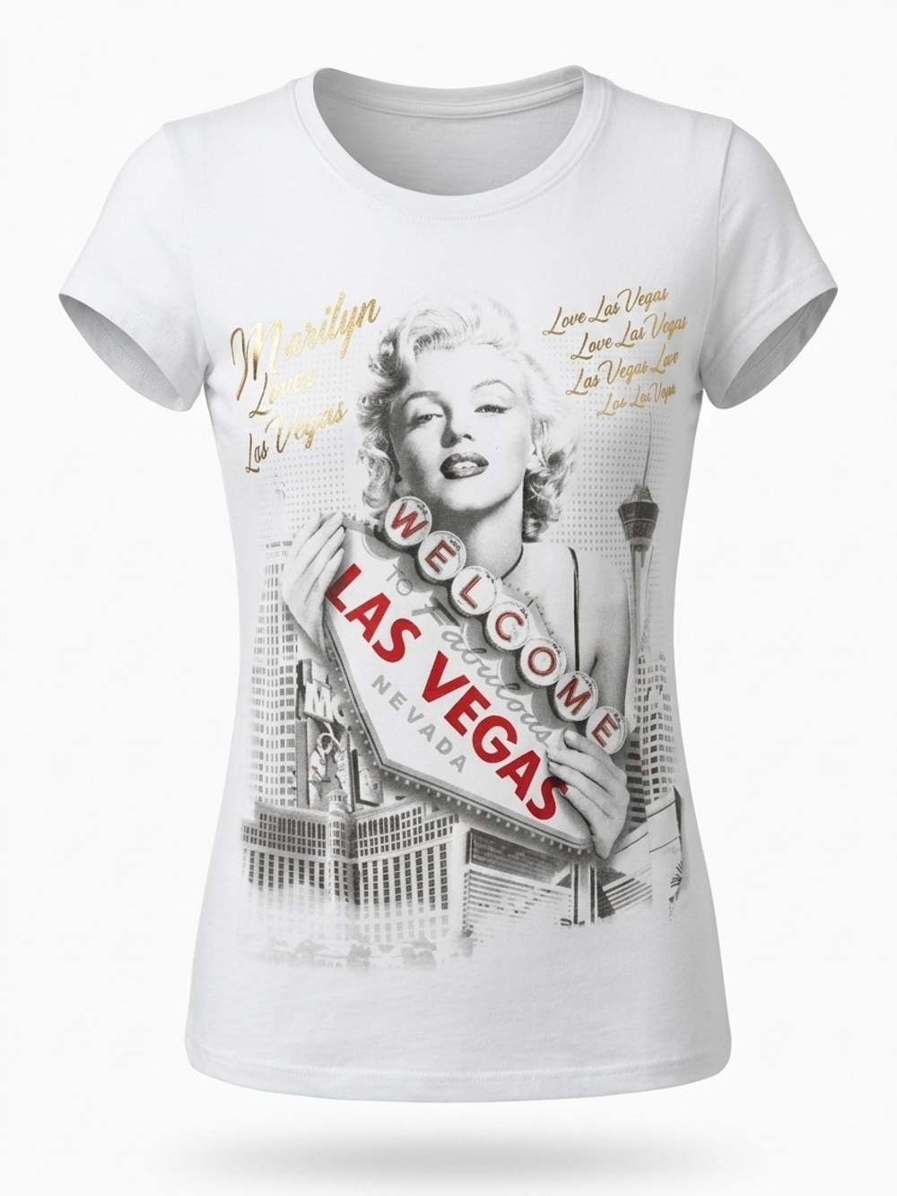 Reserved Marilyn Las Vegas Graphic Tee - Light Gray